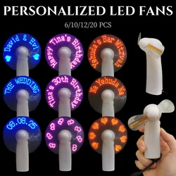 6-20 Pcs Customized LED Fan Personalized Portable Fans Proposal Gifts Light up Fan Outdoor Birthday Bridal Wedding Gift Favors