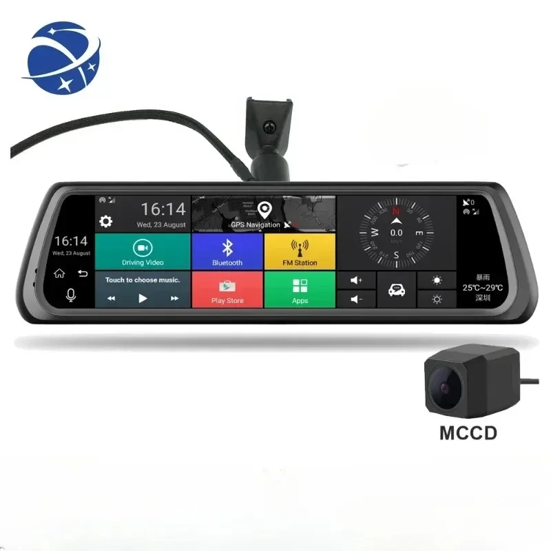 

YYHC 10" IPS Full Touch Screen 4G Car Camera DVR Rear view Mirror Android GPS Blue tooth WiFi ADAS Car Aid Dual Lens Dash Cam