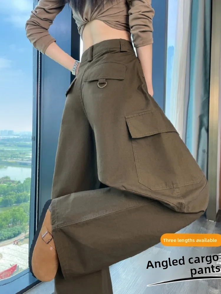 ay Pantaloni da lavoro retrò a gamba larga da donna a vita alta dimagranti pantaloni sportivi con coltello di piccole dimensioni primavera autunno nuovo arrivo