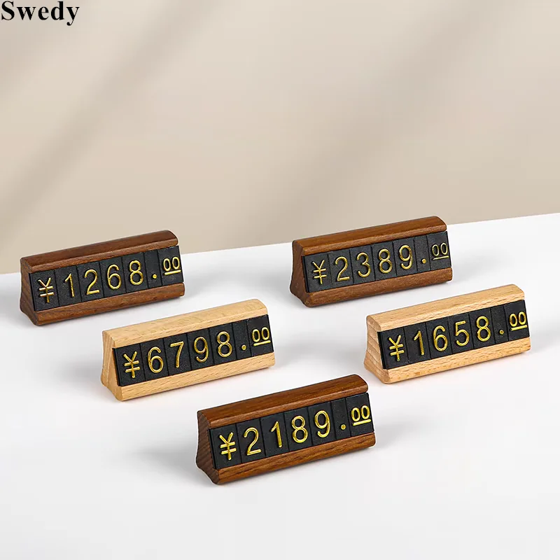 Small Wood Name Card Sign Holder Display Stand Mini Price Label Paper Holder Adjustable Number Watch Jewelry Price Cube Tags