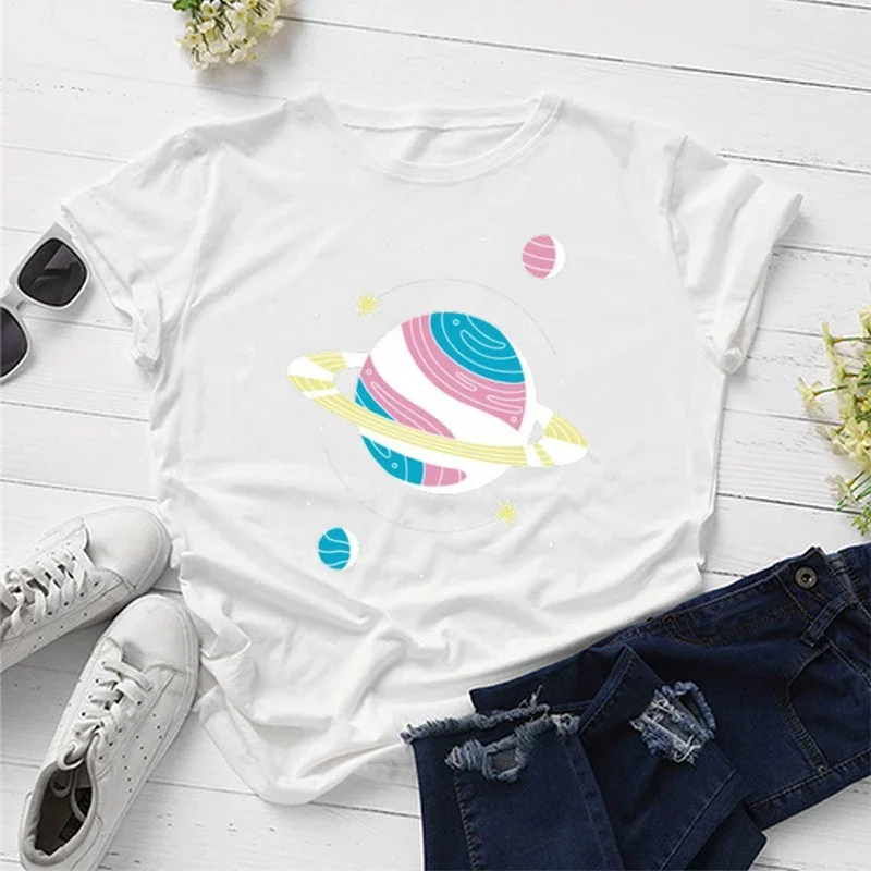 Print T Shirt Transgender Planet Tank Tops Lady Summer Female Graphic Creative Short Sleeve Vintage Casual Clothes Leisure Tees