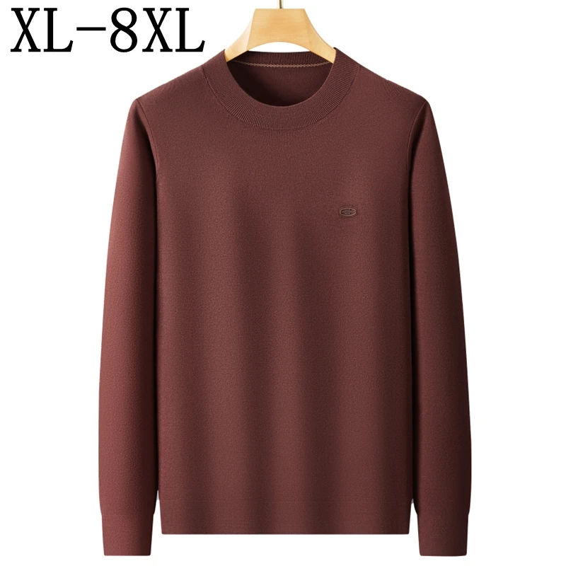 

8XL 7XL 6XL 2025 New Fall Winter High End Luxury Thin Wool Sweater Man Casual Printed Pullover Sweaters Men Soft Warm Pull Homme