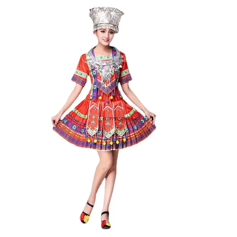 Vestido de baile tradicional chino para mujer, traje de Baile Folclórico tibetano, Miao Hmong