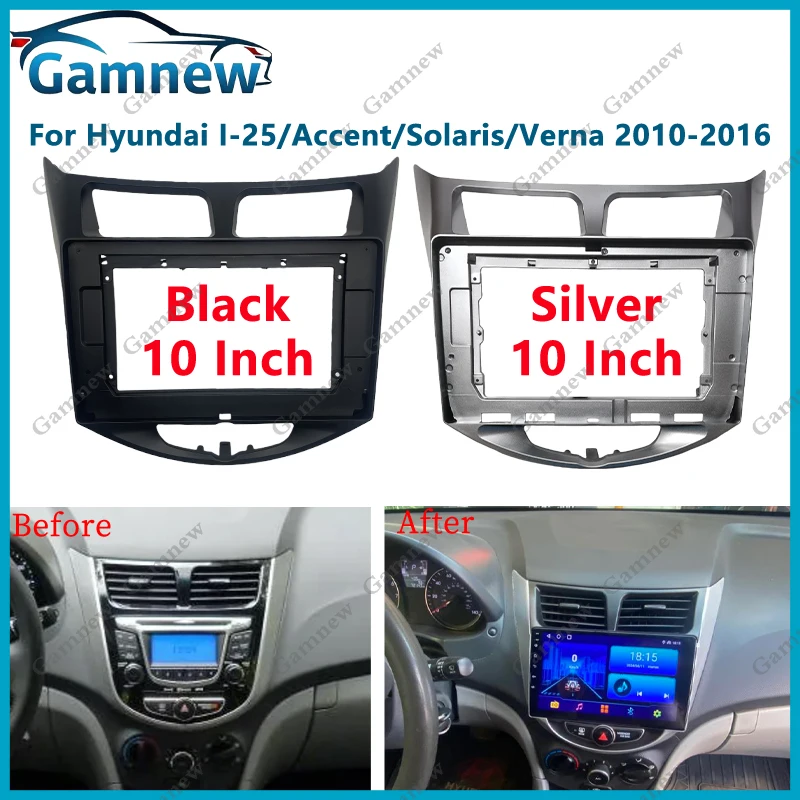 10 Inch Car Radio Fascia Cable For Hyundai I-25 Accent Solaris Verna 2010-2016 Frame Android 2Din MP5 Player Stereo Panel