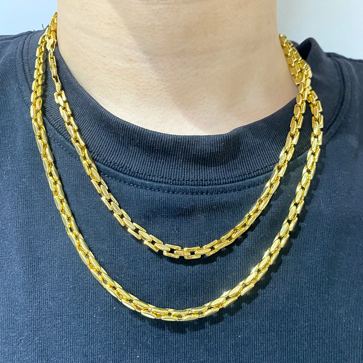 ZEADear Jewelry Cuban Chain Necklace for Men Women Basic Punk Copper Curb Link Chain Choker Vintage Gold Color Solid Metal Colla