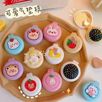 1pc Portable Mini Cartoon Air Cushion Hair Brush with Mirror for Travel Kids Students Folding Massage Comb Baby Hair Care