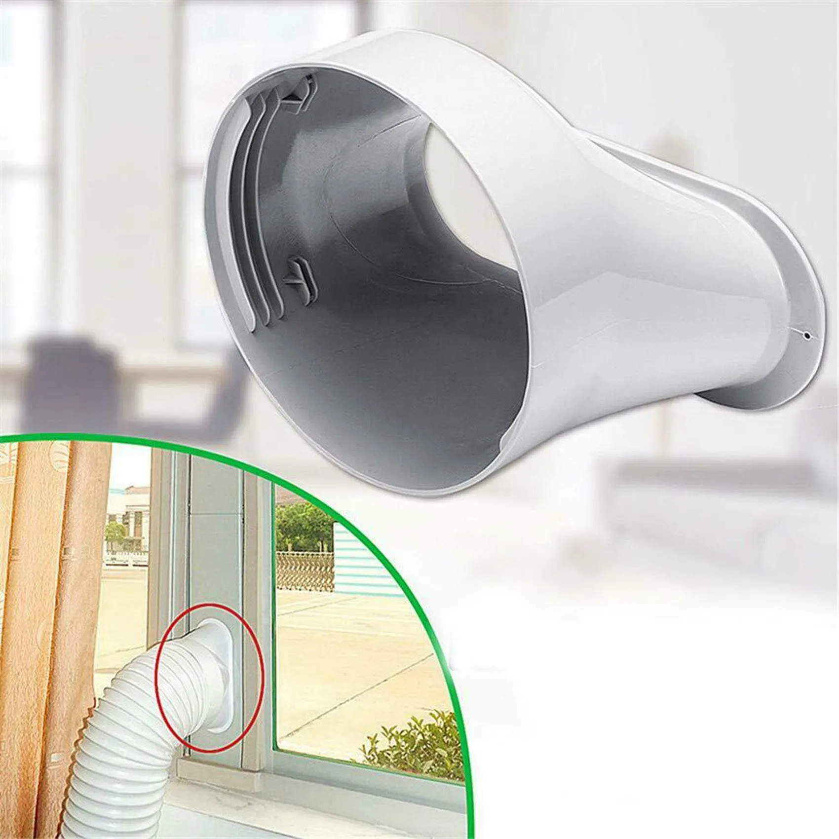 Y42A-2X 15CM Portable Air Conditioner Window Exhaust Duct Pipe Hose Interface Connector(Flat Nozzle)
