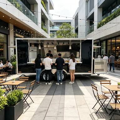 Durable Custom Black Double Axle Open Food Trailer Mobile Vending Cart For Mall Fair Event Outdoor Food Selling