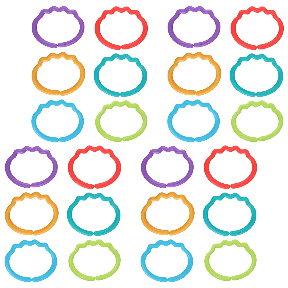 

24pcs Connecting Rings Bright Comforting Toys Molar Playthings Plastic Children Toys Hand Hold Smooth Surface Visual