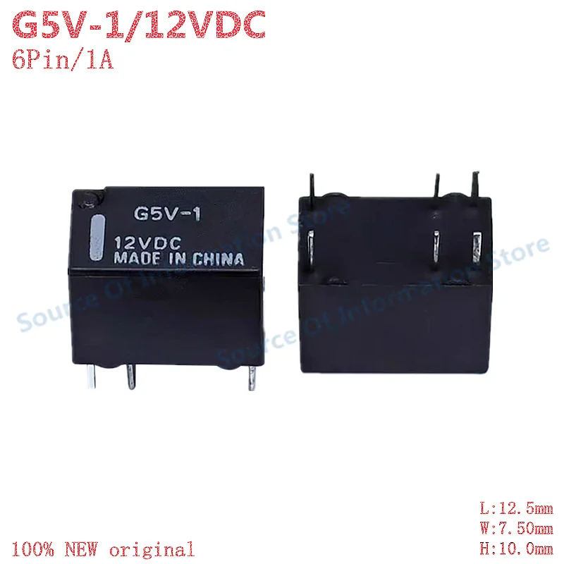 

20Pcs G5V-1 12VDC Small Signal Relay 6-Pin 1A PCB Thru-Hole Hi-Sens SPDT 12DC 150mW Seal