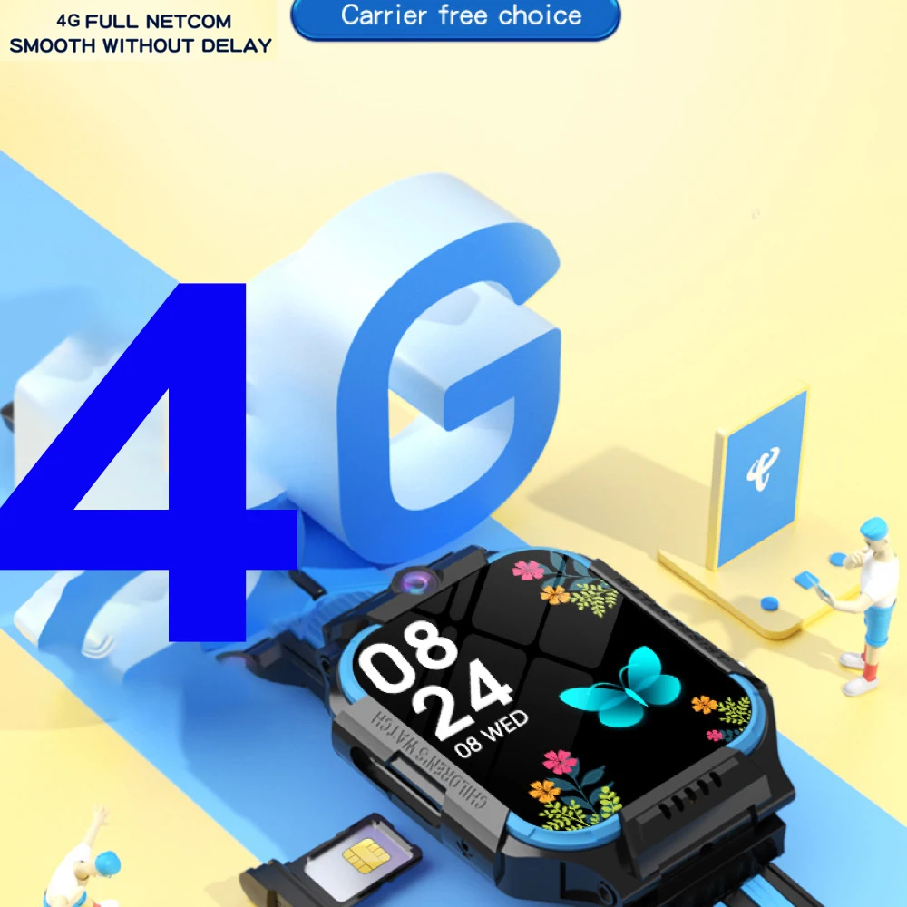 Reloj inteligente con tarjeta SIM 4G para niños, cámara de videollamada, GPS, reloj inteligente para niños, asistente de voz, pulsera impermeable para estudiantes, niños y niñas