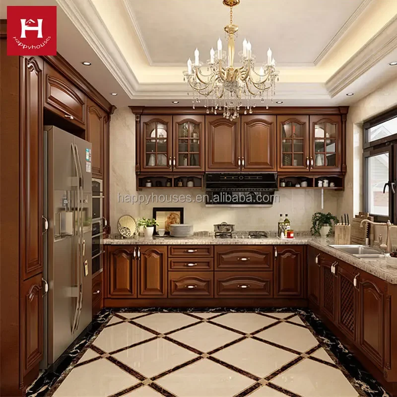 HAPPY HOUSES Soft Close Hinges Wood Cabinet Red Oak Shaker Customized Kitchen Cabinet Manufacturing Set Wholesale Factory