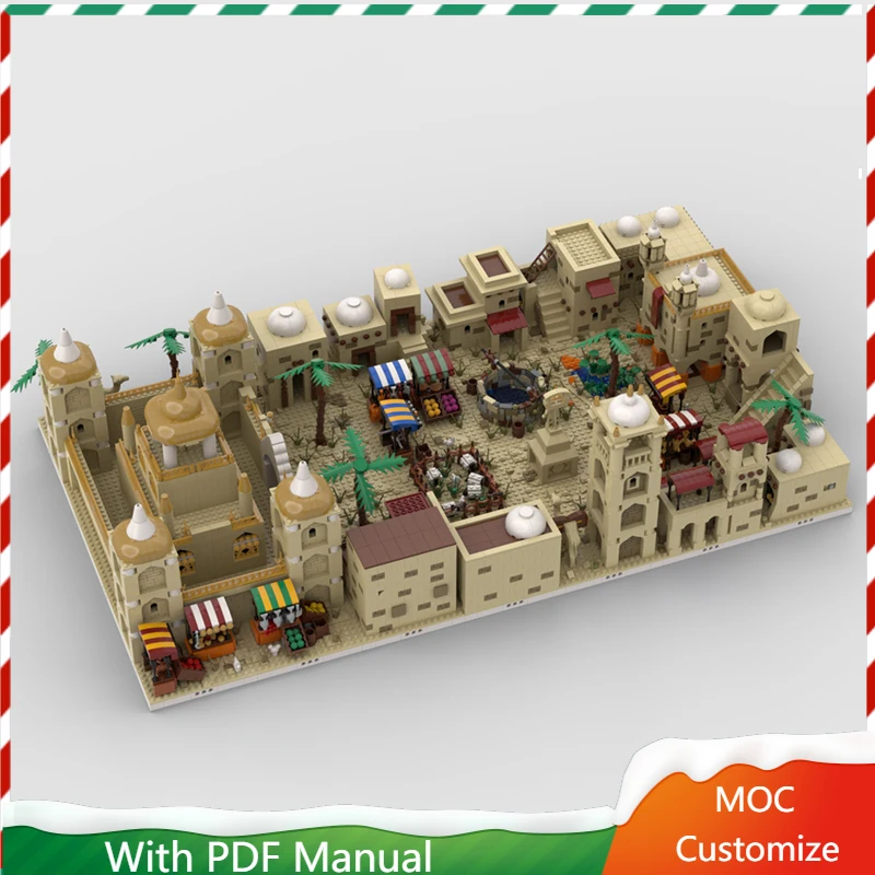 

8863 шт. MOC деревня пустыни 2,0, модель здания, сделай сам, головоломка на заказ, технология, креативная сборка, детская игрушка, подарок на Рождество и день рождения