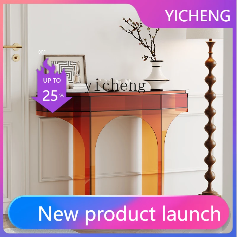 LYY  light luxury acrylic entrance table modern simple entrance cabinet creative shelf against the wall