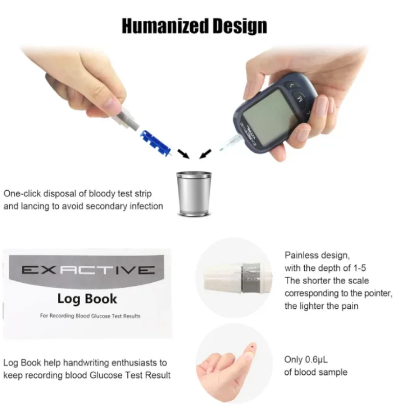 EXACTIVE VITAL Blood Glucose Tester Kits with 50 Test Strips and 50 Lancets,Sugar Test MachineDiabetic Supplies Travel Case kit