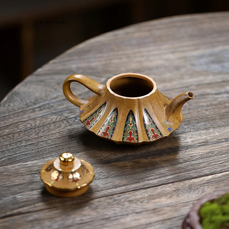 190ml Chinese Yixing Purple Clay Teapots Creative Enamel Color Handmade Tea Pot Beauty Tea Infuser Kettle Raw Ore Zisha Tea Set view 5
