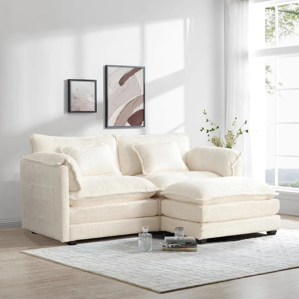 

L Shaped Sectional Sofa Cloud Couch for Living Room, 77" Chenille Comfy Boucle Modular loveseat Sofa, Modern Upholstery Sofa wit