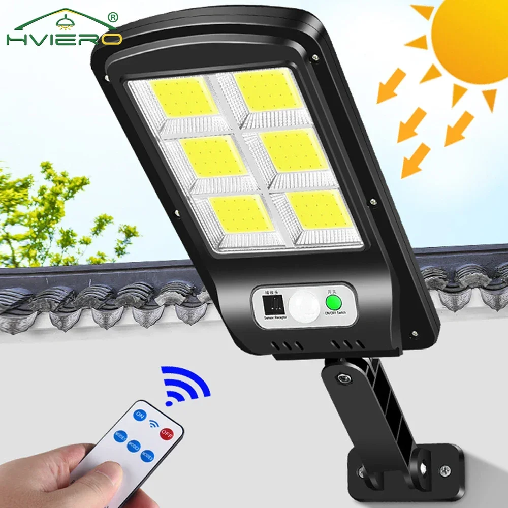 

COB Solar Light Powerful PIR Motion Sensor Smart Remote Control IP65 Waterproof Night 6 Led Garden Outdoor Wall Park Street Lamp