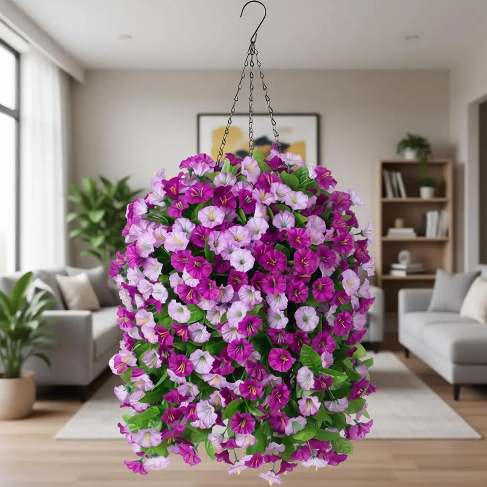 

Silk Morning Glory Vines for Hanging Baskets: Outdoor Artificial Greenery for Spring and Summer Patio Decor