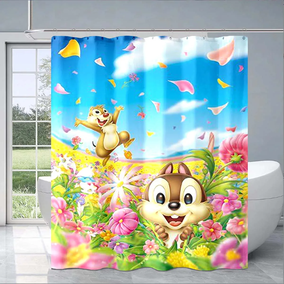 Cartoon Cute Chip 'n'dale Exquisite Shower Curtain Adult Children's Bathroom Bathroom Bathroom Fashion Decorative Gift