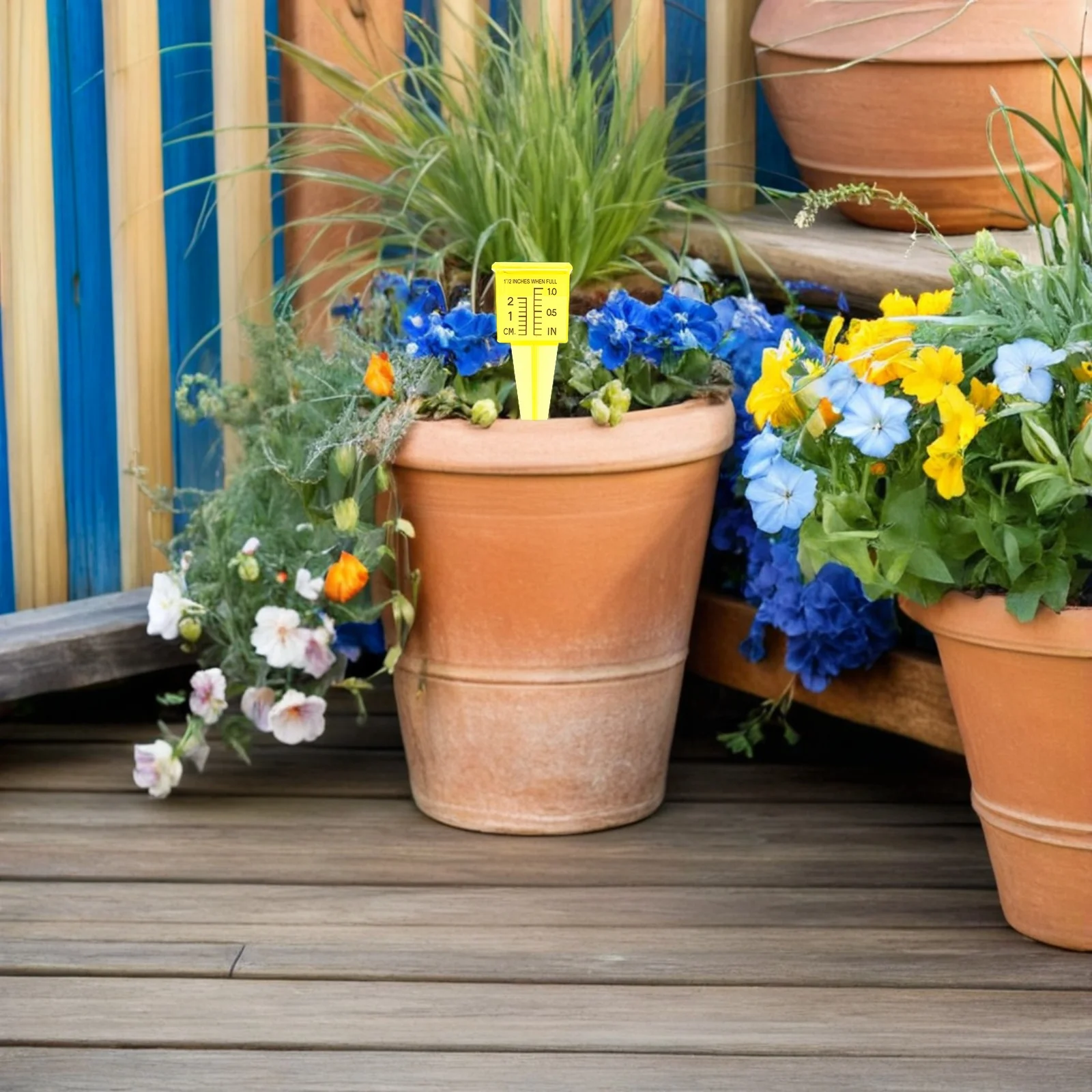 

4pcs Rain Gauge Outdoor Garden Lawn Sprinkler Measuring Device Plastic Yellow Durable Accurate Scale Professional Water for Yard