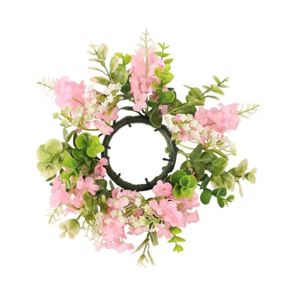 Xmas Candle Holder Wreath Artificial Christmas Decor for Table Dining Room Fireplace Mantel Candle Ring Holiday Party Supplies