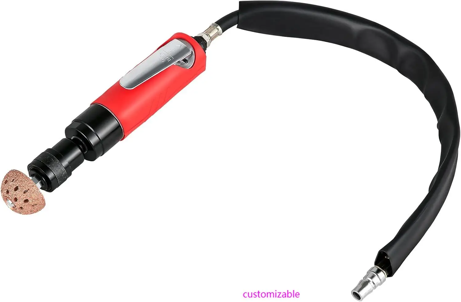 Tampone per pneumatici ad aria, tampone a bassa velocità da 2500 giri/min, utensile per lucidatura pneumatico da 35 mm, smerigliatrice a velocità variabile con tubo a frusta,