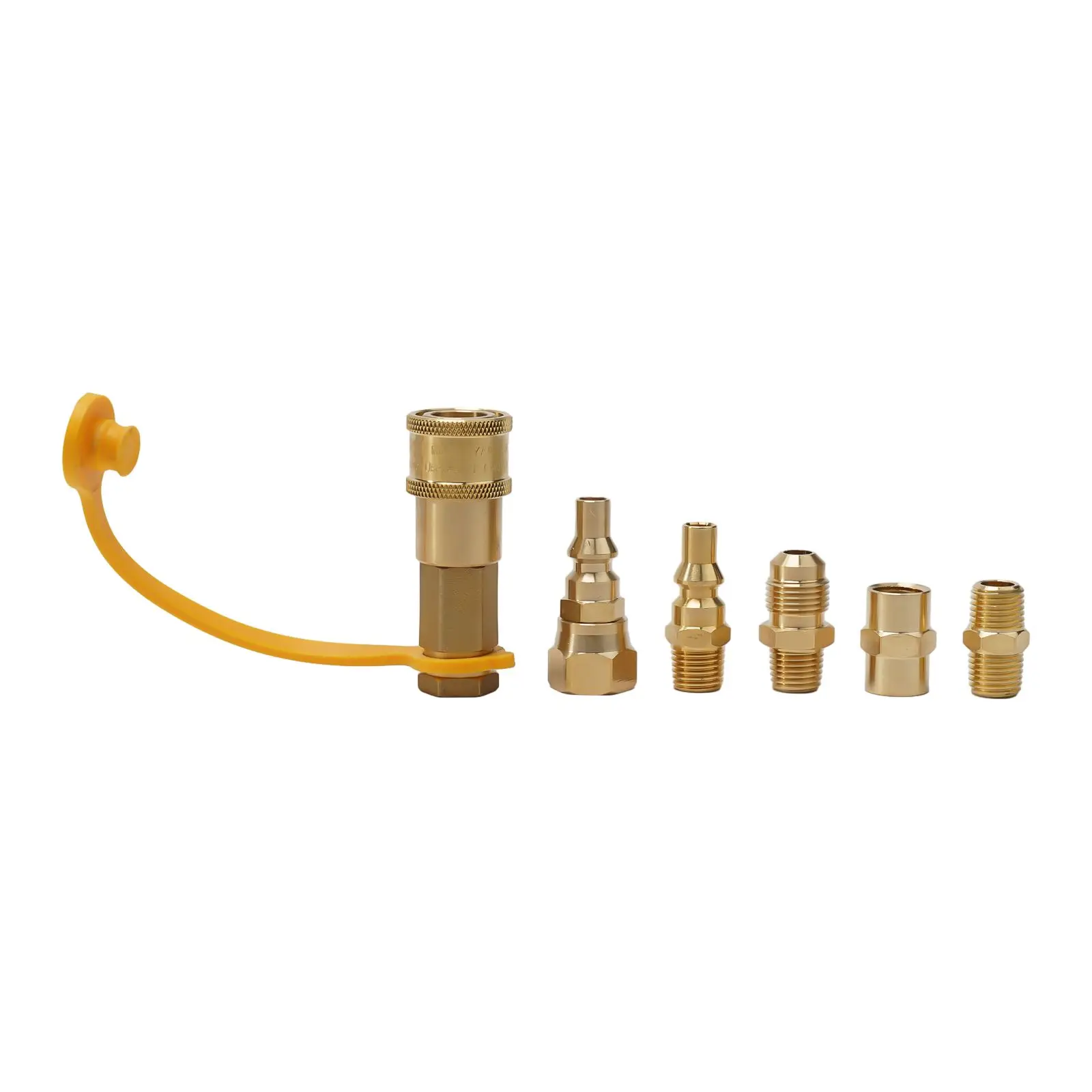 

7 Piece RV Propane Quick Connect Adapter Kit Brass Construction Convenient Shut off Valve Wide Range of Applications
