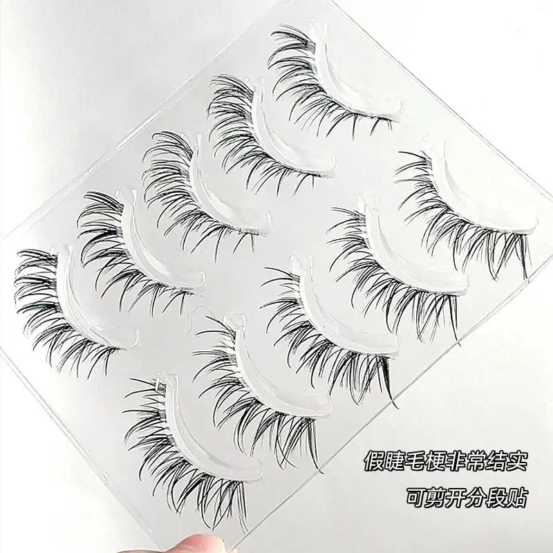 Cos Manga False Eyelashes 5 Pairs Natural Thick Eyelashes Stage Performance Transparent Stem Mink Eyelashes Fluffy Cat Lashes