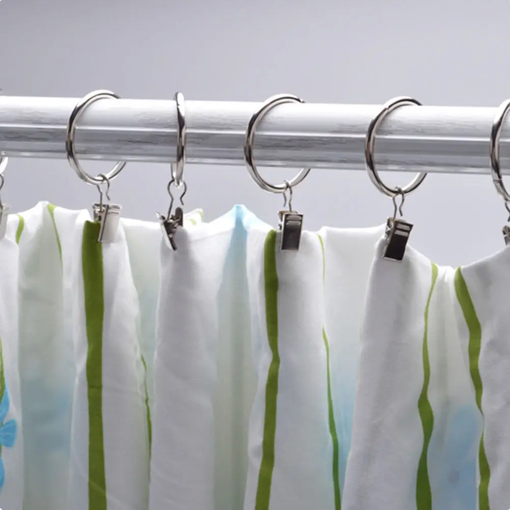10Pcs Iron Curtain Rings Clip Hooks Strong Drapery Clips for Bathroom Bedroom Living Room Iron Hook Curtain Clips