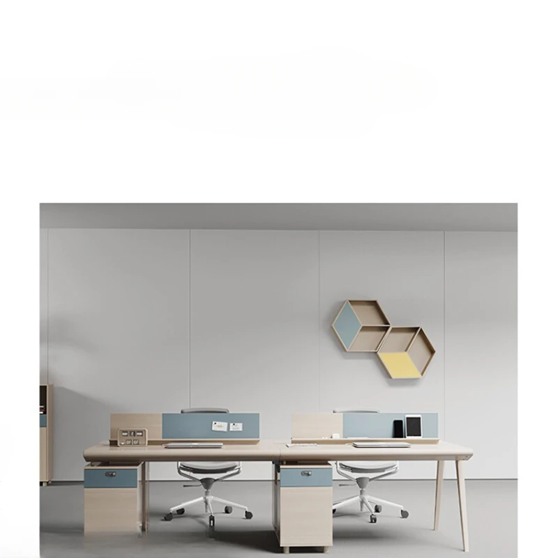 Creative desk and chair combination, simple modern office staff, 2/4/6 four-seater staff card slot, industrial style