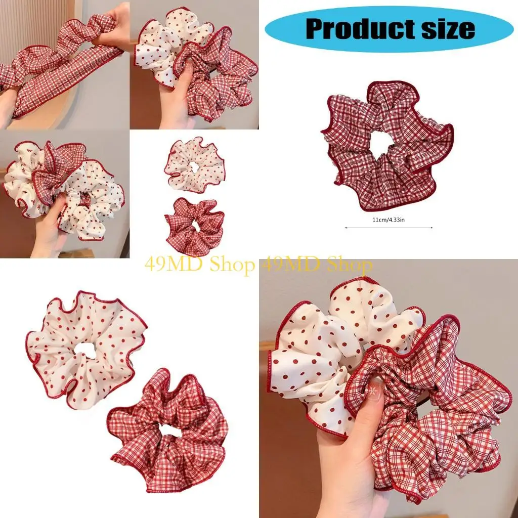 

49MD Red Hair Rope Hair Bun Scrunchies Elastic Hair Rope Big Hair Scrunchy HairBands Female Accessories