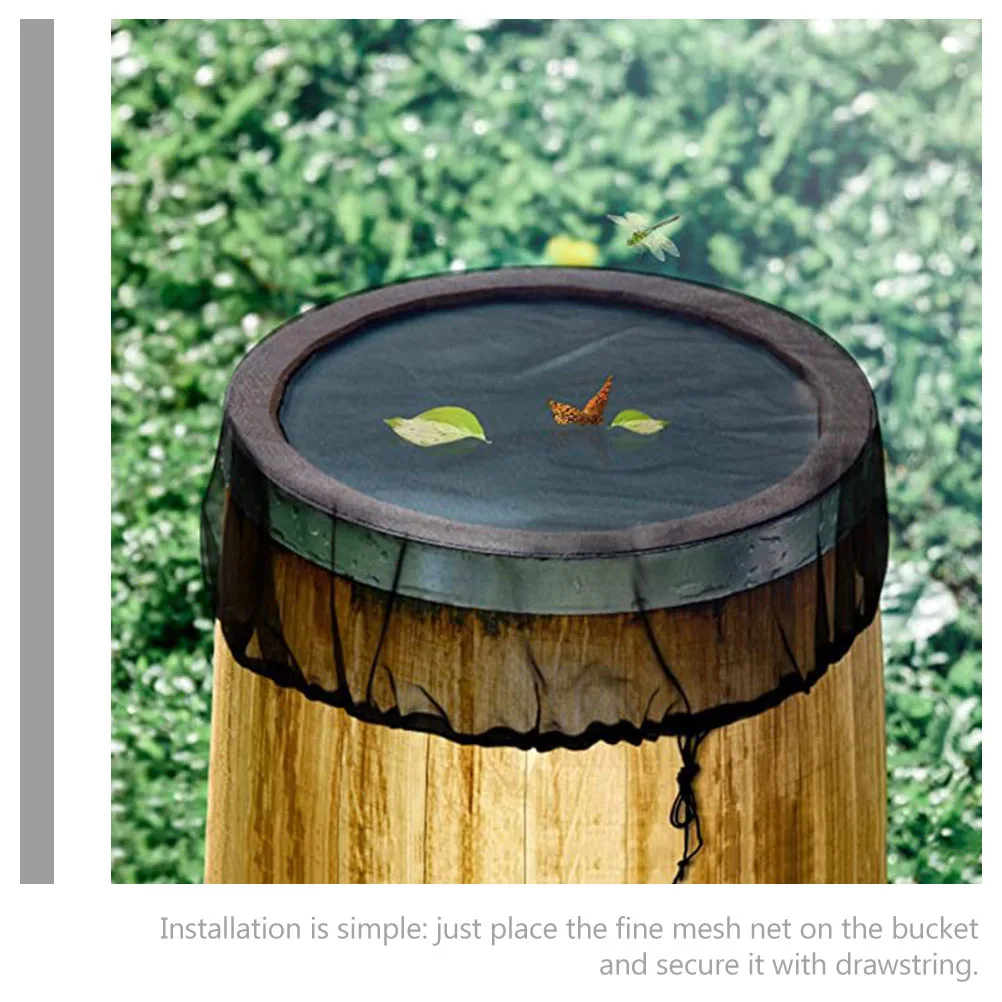 

3pcs Rain Cover Mesh Net With Drawstring For Water Bucket Outdoor Tank Protector Garden Rainwater Collection Reusable