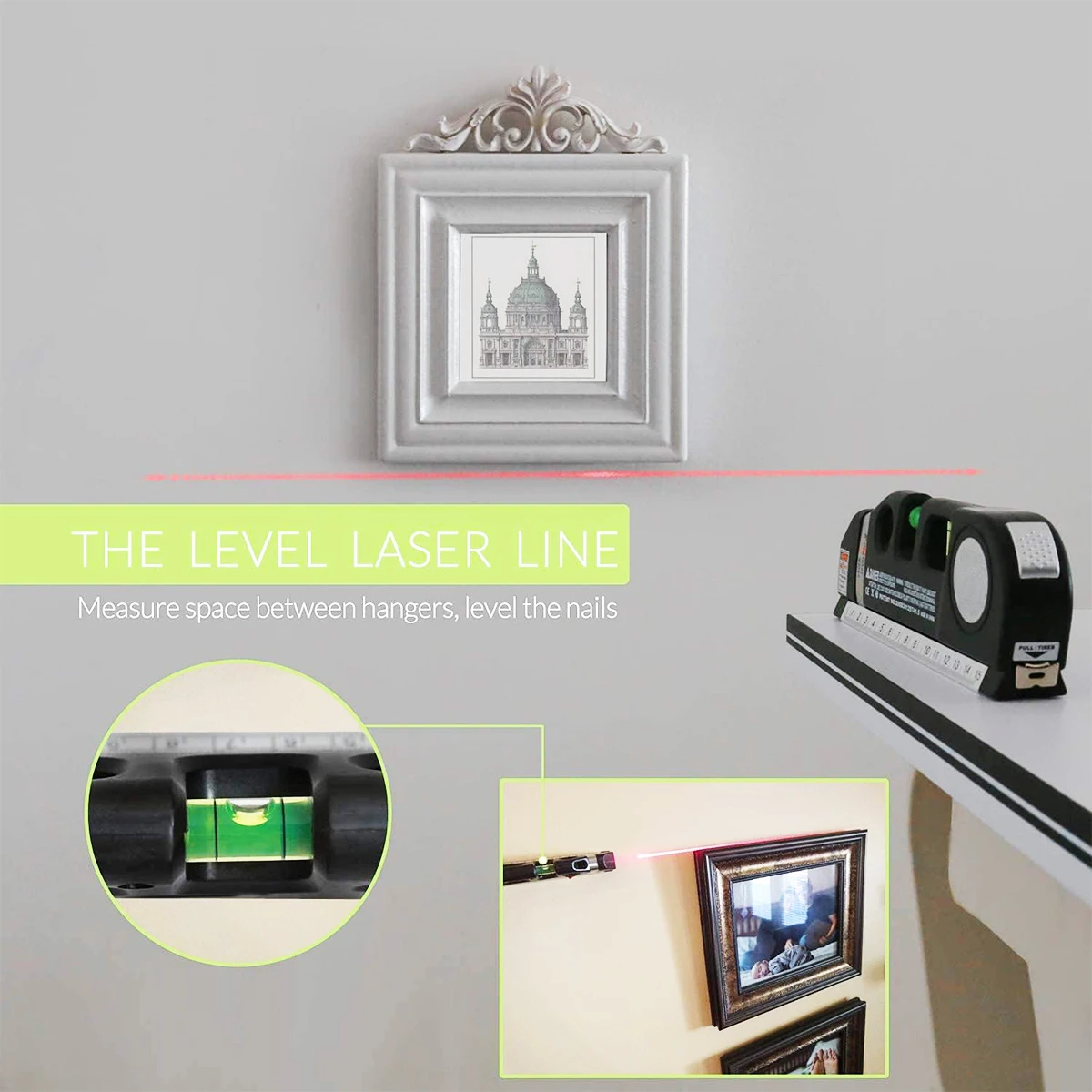 Laser Level, Multipurpose Line Tool and Tripod Standard Cross Line Laser Leveler for Picture Hanging, Cabinets, Tile Walls