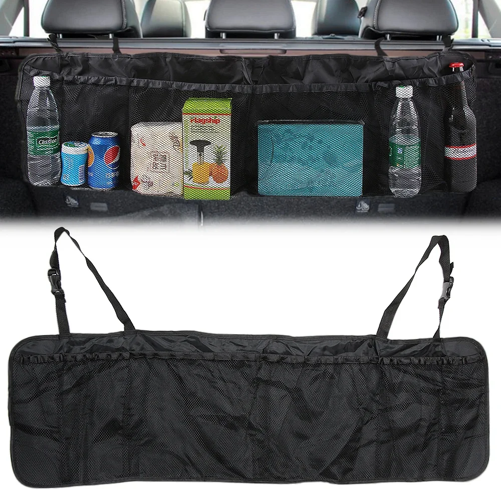 Car Trunk Back Seat Organizer Bag SUV Net Mesh Storage Stowing Tidying Floding Pockets Trash Automobile Bags In Cars Accessories