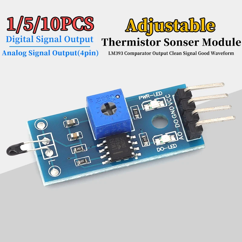 3Pin/4Pin Adjustable Thermistor Temperature Switch Sensor Module DC3.3-5V for Temperature Sensing And Control