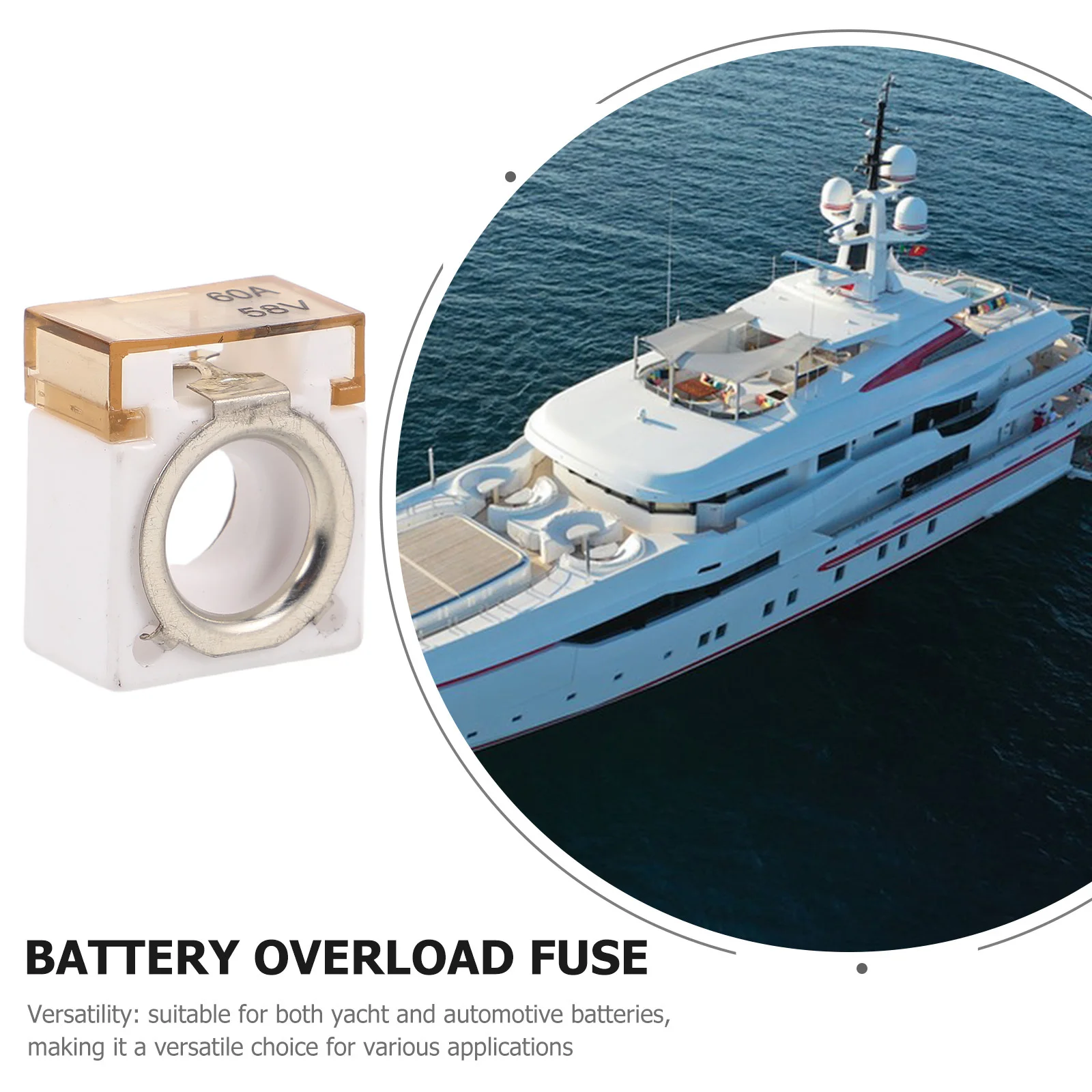 

60A Ceramic Fuse 58V Waterproof for Marine Automotive Circuit Protection Yacht Rv Boat Vehicle Electrical System