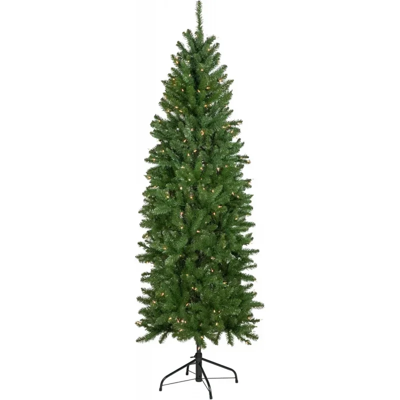 

Pencil White River Fir Artificial Christmas Tree Clear Lights, 12', Green