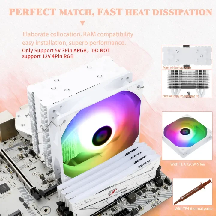 مبرد الهواء Thermalright Assassin King 120 SE CPU AK120 SE 5 X6mm AGHP3.0 antI - أنابيب الحرارة الجاذبية / ارتفاع 148 مم