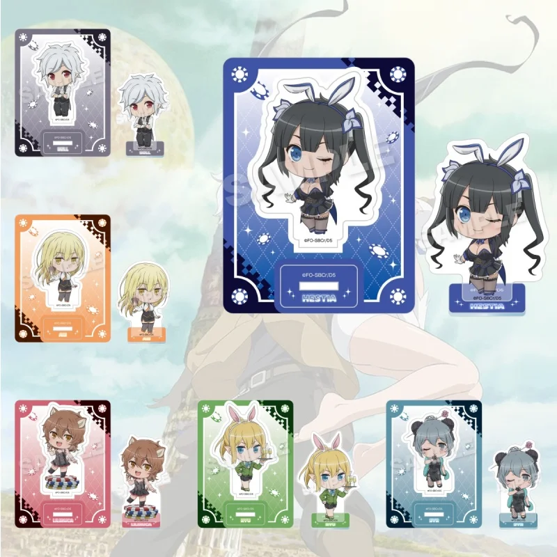 Anime ¿Es malo intentar coquetear con chicas en una mazmorra? Soporte acrílico DanMachi Bell Cranel Aiz, llavero de dibujos animados, placa decorativa para escritorio.