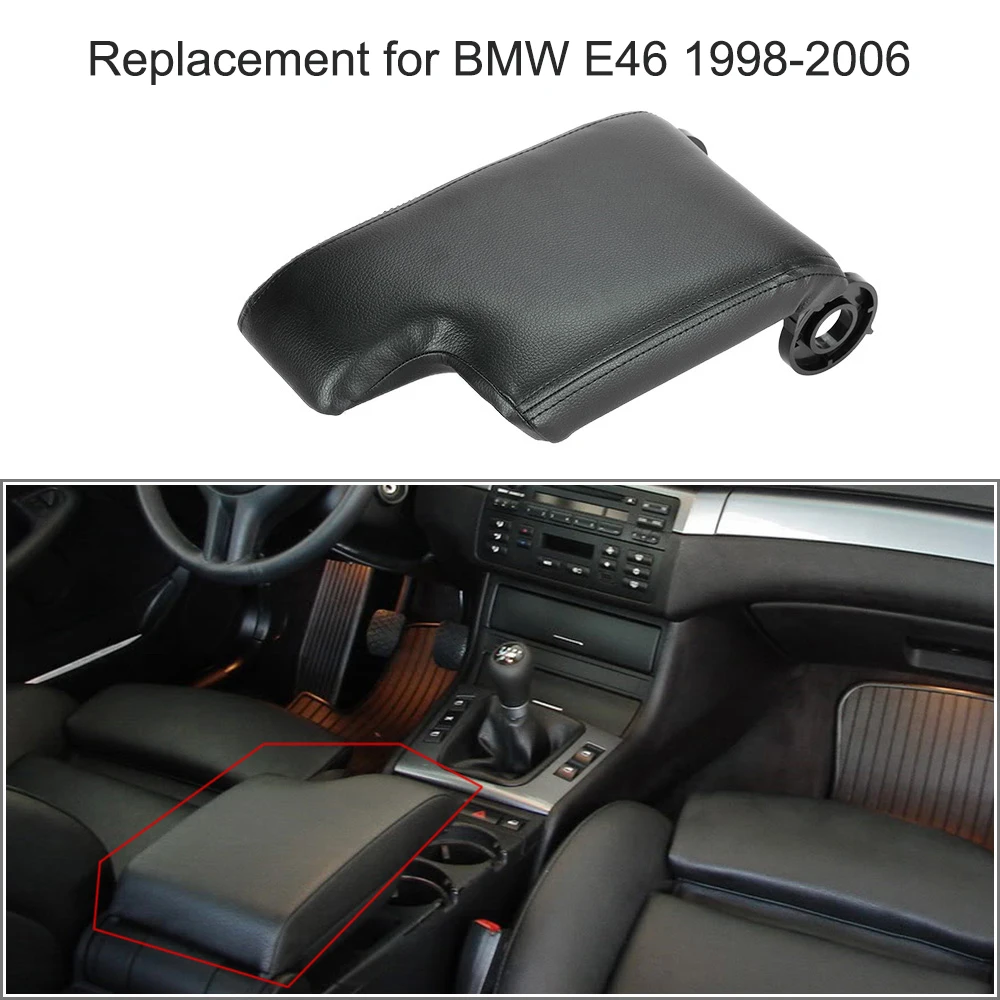 Car Center Console Armrest Cover Kit for BMW E46 1998-2006 Fiber Leather Car Armrest Left Driver Automotive Interior Accessories