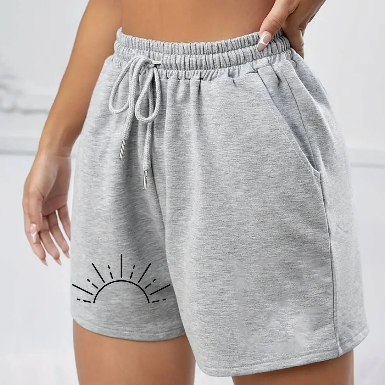 

Women's Summer Sun Print Shorts Elastic Waistband Sweat-wicking and Breathable Suitable for Sports Running and Fitness