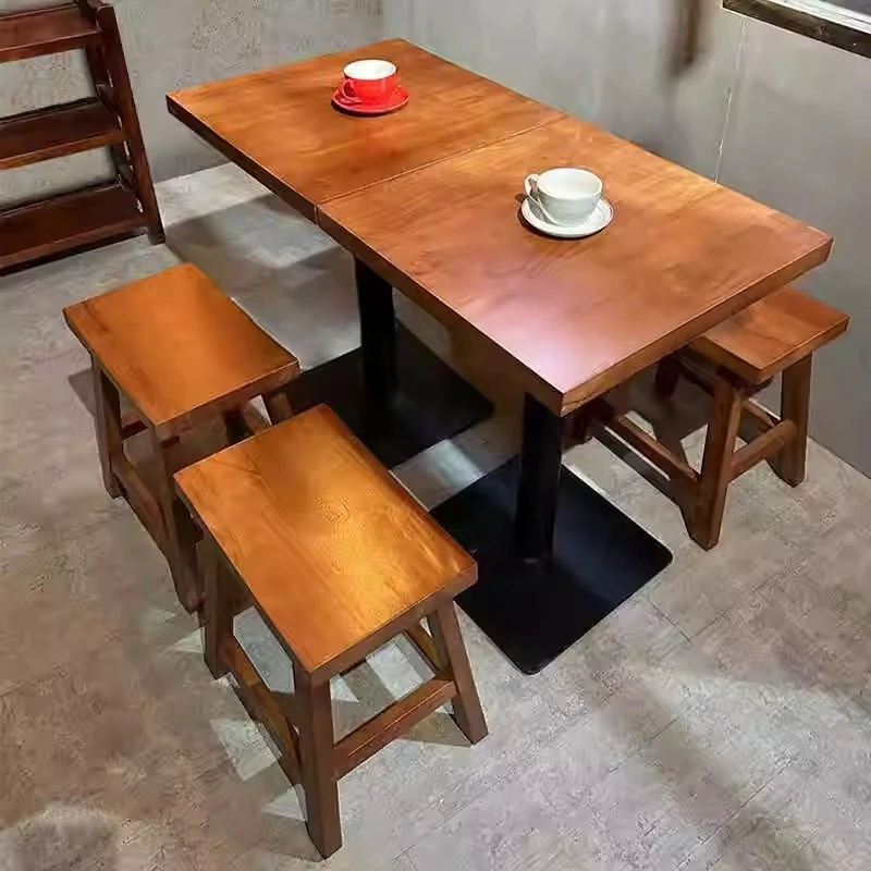 

Retro coffee shop tables and chairs, cold drink sugar water baking, snack milk tea dessert shop chairs, commercial small