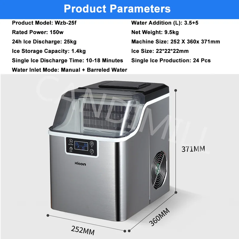 120w Automatic Electric Ice Machine  Generator Cooler Mini Round Ice Cube Maker Kitchen Appliance For Bars Restaurants Hotels