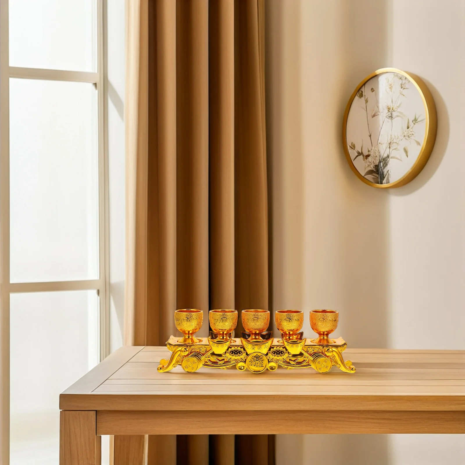 2 مجموعة الذهب الزخرفية Chalices أنيقة البسيطة المذبح كأس النبيذ مجموعة ل معبد المنزل مزارات الطقوس الاحتفالات Chalice #1