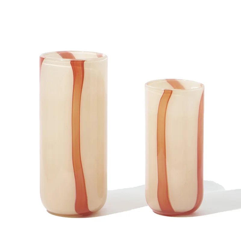 

Gradual change red vertical vase dining table living room soft home hydroponic tulip glass vase