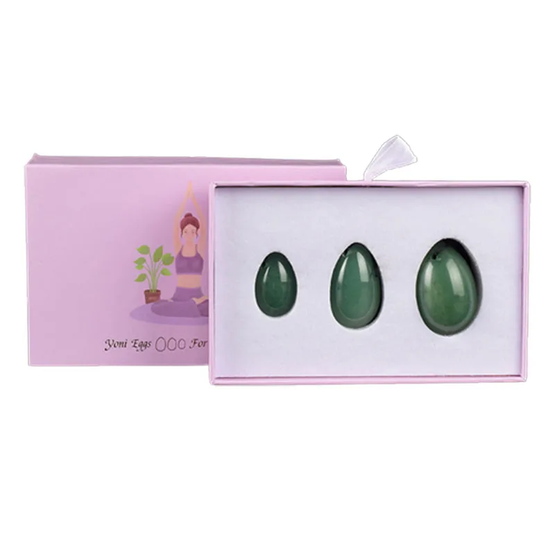 Natural Drilled Yoni Egg Set Aventurine Jade Egg Kegel Exerciser Stone Vaginal Muscle Tightening Massage Healty Care Tools