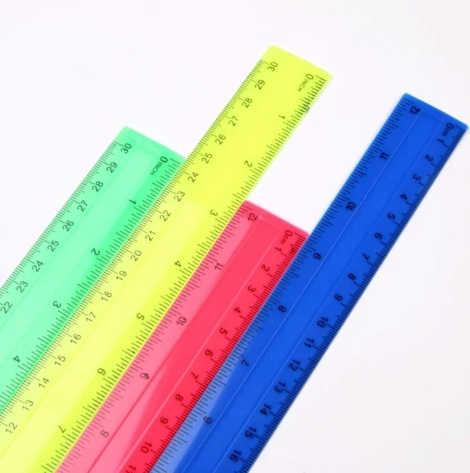 4Pcs/Pack Colorful Transparent Plastic Straight Rulers 30cm Kawaii Stationery Drawing School Office Supplies Kids Student Prize view 4