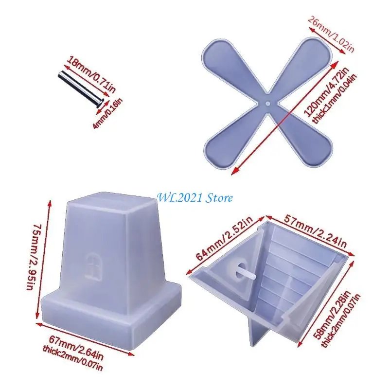 مجموعة قوالب السيليكون G5GC Pinwheel الراتنج، قالب طاحونة دوارة DIY لديكور المنزل #6