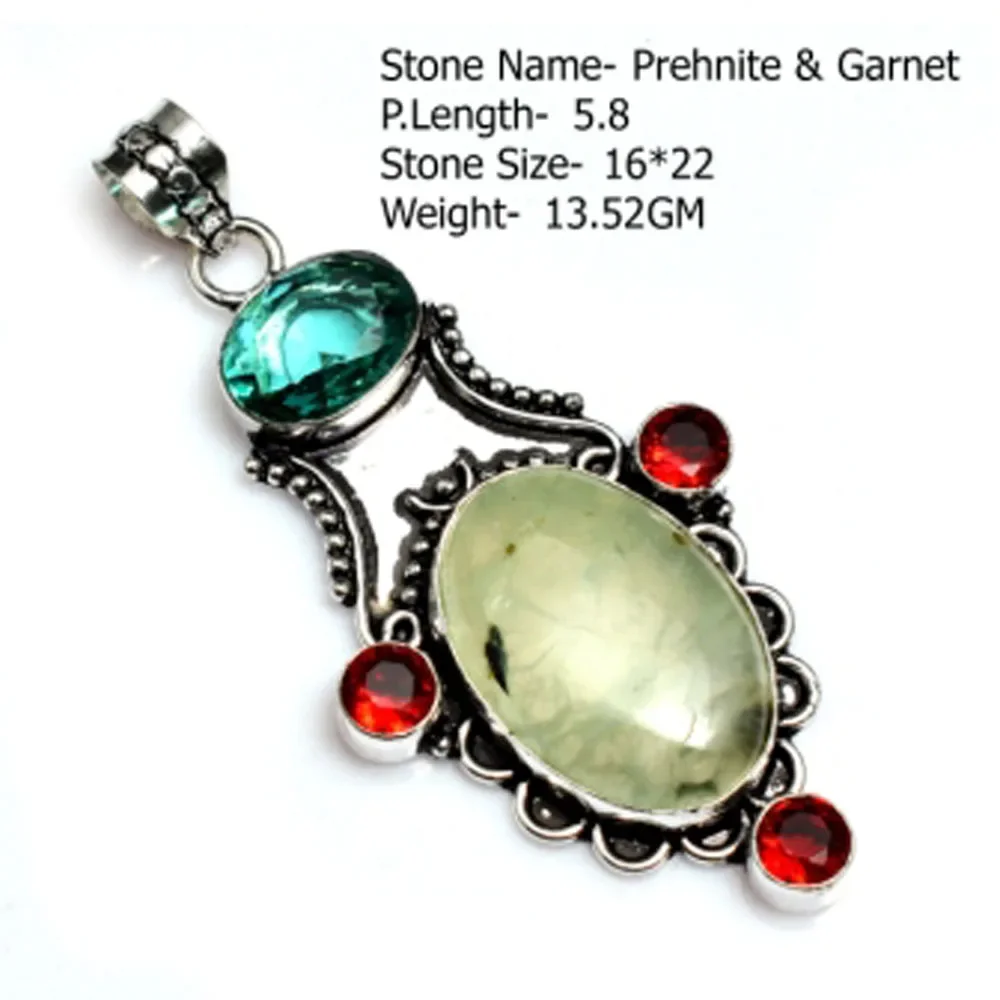 Genuine Ruby Emerald Labradorite Moonstone Amethyst Turquoise Pendant Silvers Overlay over Copper